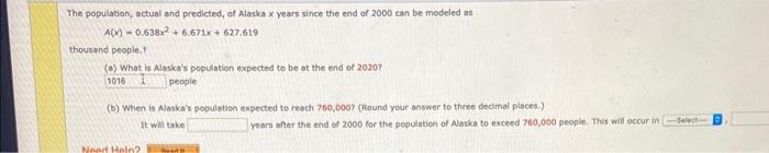 Solved Population Actual And Predicted Of Alaska Years Chegg Com   Image