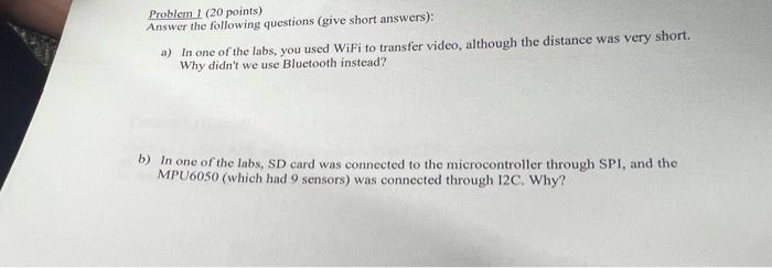 Solved Problem 1 (20 points) Answer the following questions | Chegg.com