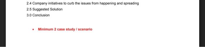 Solved 2.4 Company initiatives to curb the issues from | Chegg.com