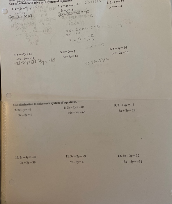 Solved 3 3x Y 12 Y X 2 Yeh Numelilulu Use Substitution Chegg Com