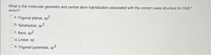 Solved What is the molecular geometry and central atom | Chegg.com