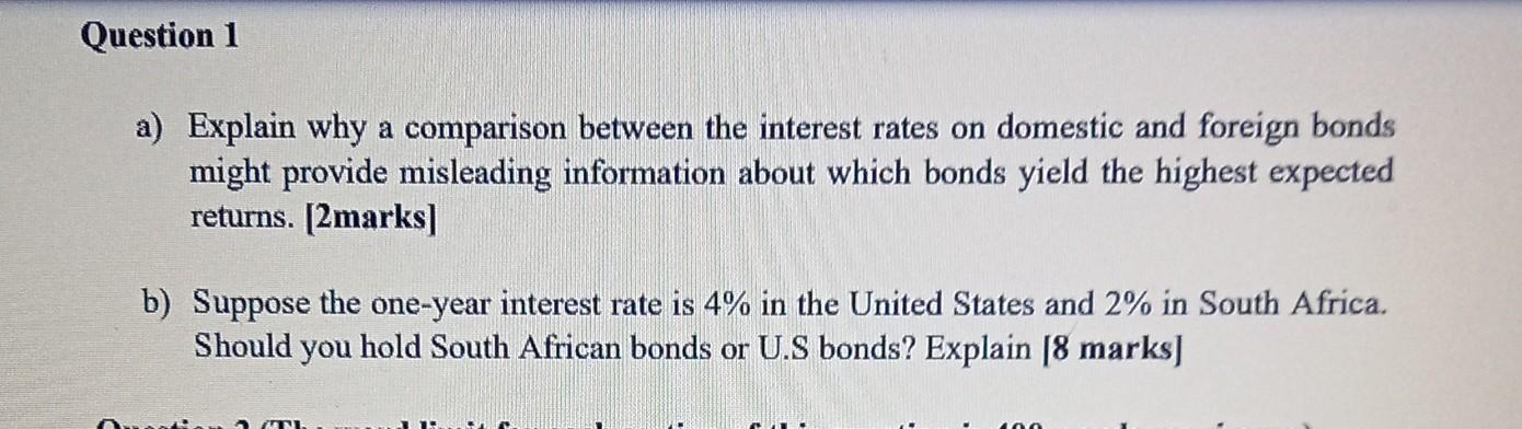 Question On Rates Comparison Solved a) Explain why a comparison between the interest | Chegg.com