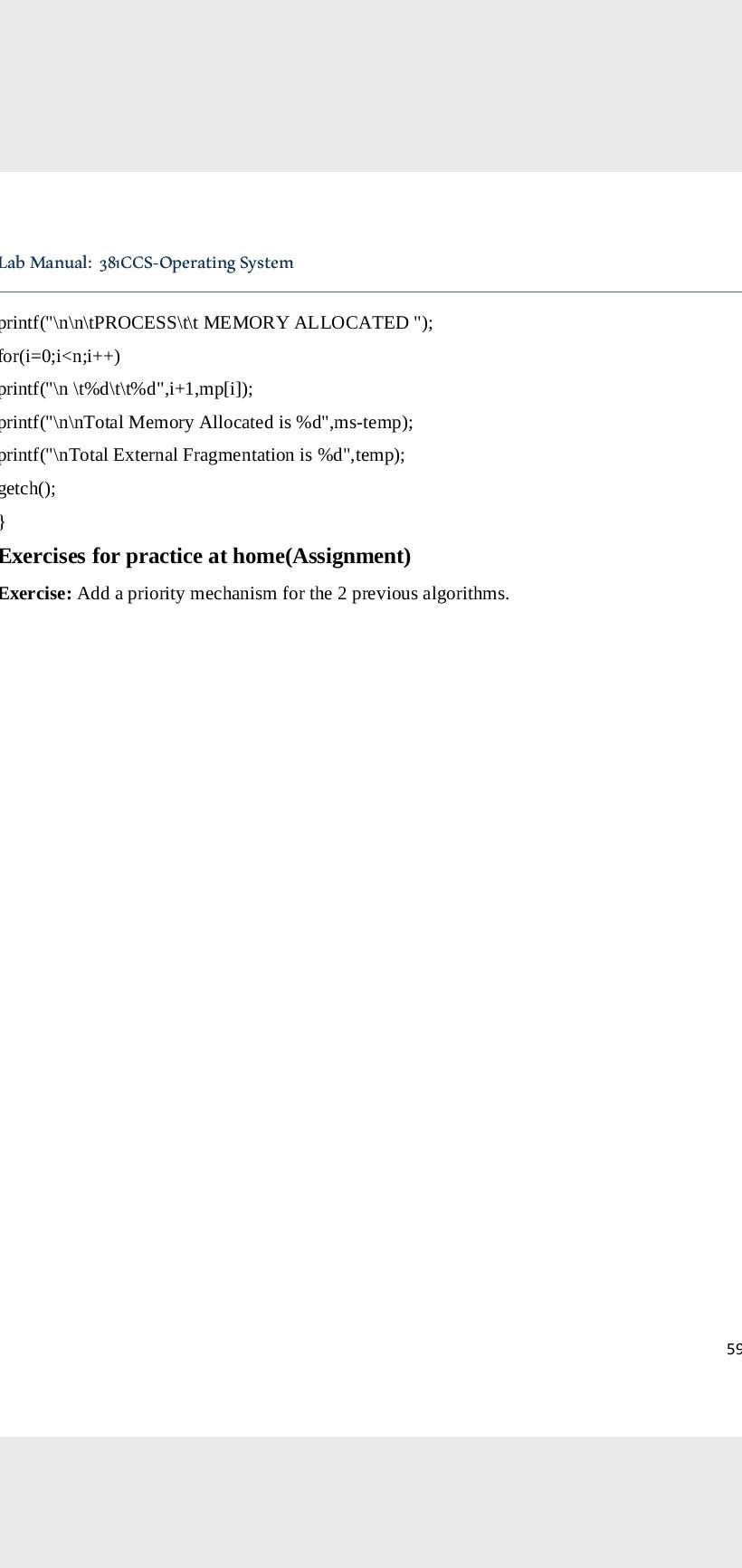 Solved Lab Manual 381 CCSOperating System or (i=0;i