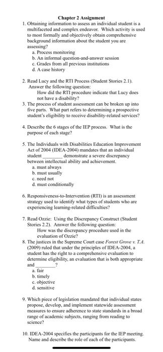 Chapter 2 Assignment 1. Obtaining information to | Chegg.com
