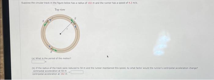 Solved Suppose the circular track in the figure below has a | Chegg.com