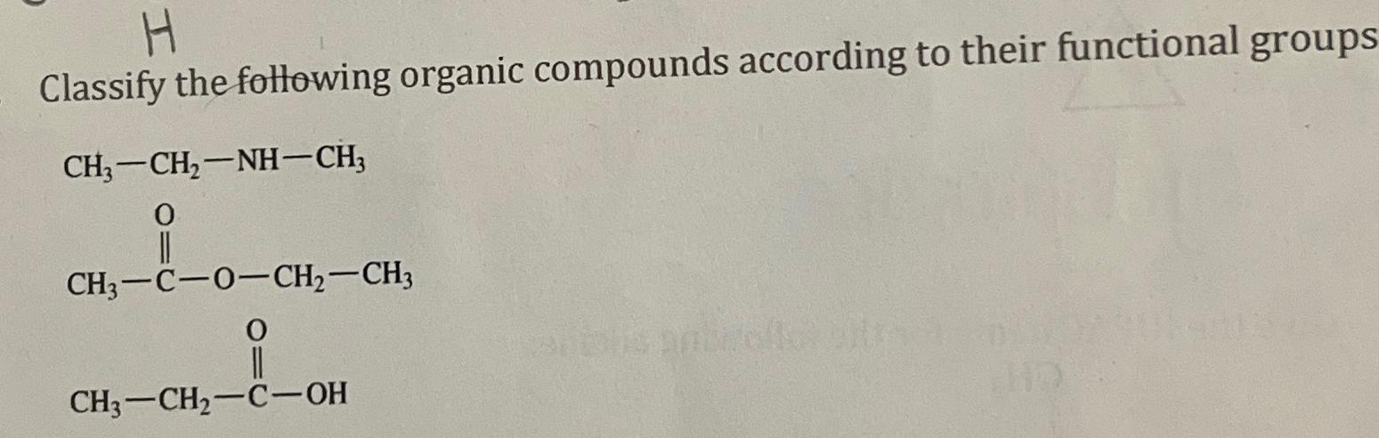 Solved Classify the following organic compounds according to | Chegg.com