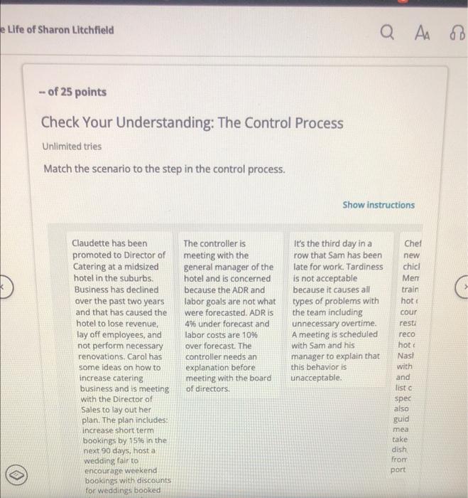 Solved Match the scenario to the step in the control | Chegg.com