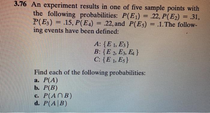 an experiment results in one of the sample points