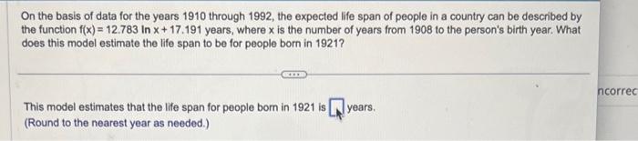Solved On the basis of data for the years 1910 through 1992, | Chegg.com