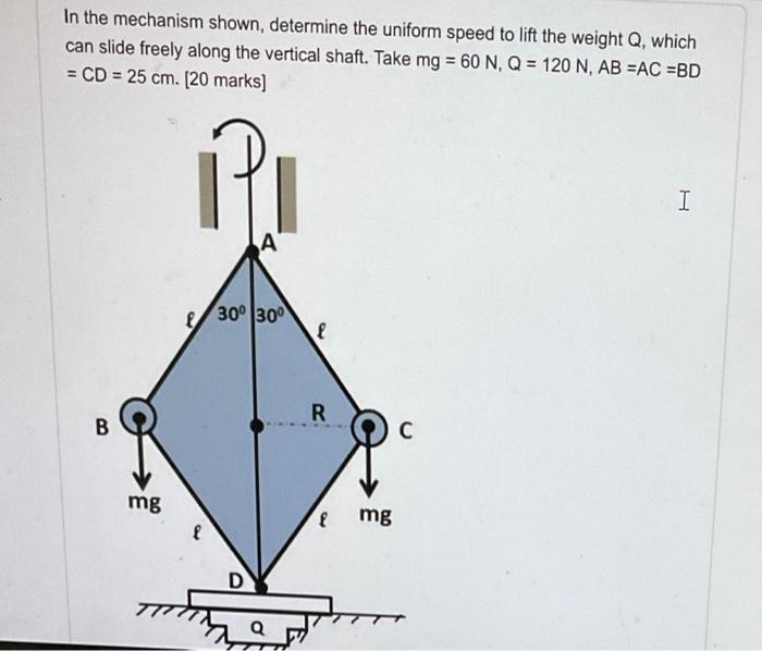 Solved In the mechanism shown, determine the uniform speed | Chegg.com