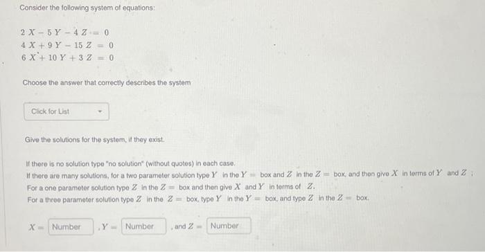 Solved Consider the following system of equations: | Chegg.com