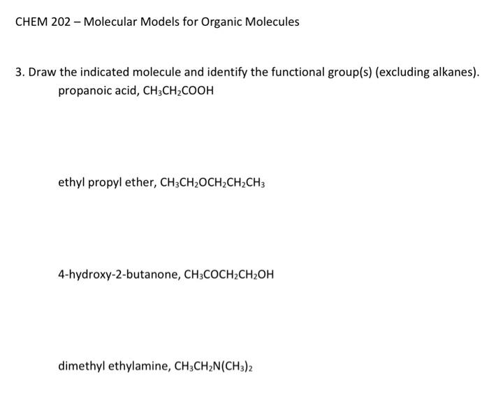 Solved CHEM 202 - Molecular Models for Organic Molecules 3. | Chegg.com