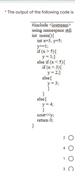 Solved * The output of the following code is #include using | Chegg.com