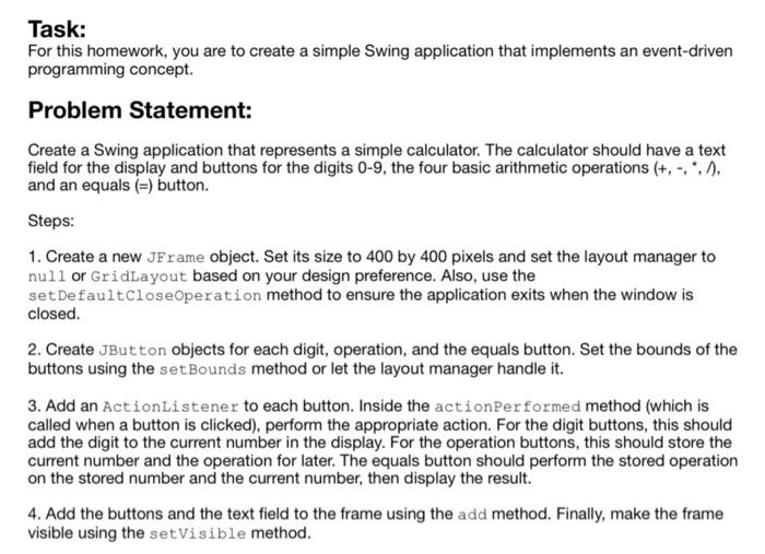 Solved Task: For this homework, you are to create a simple | Chegg.com