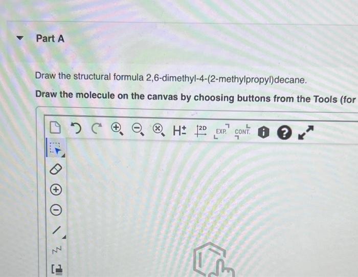 draw the structural formula 2 6 dimethyl 4 2 methylpropyl decane