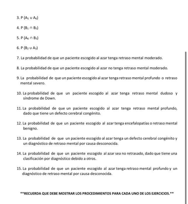 3. \( P\left(A_{5} \cup A_{6}\right) \) 4. \( P\left(B_{1} \cap B_{5}\right) \) 5. \( P\left(A_{6} \cap B_{3}\right) \) 6. \(