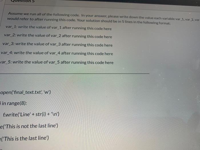 Solved Question Assume we run all of the following code. In | Chegg.com