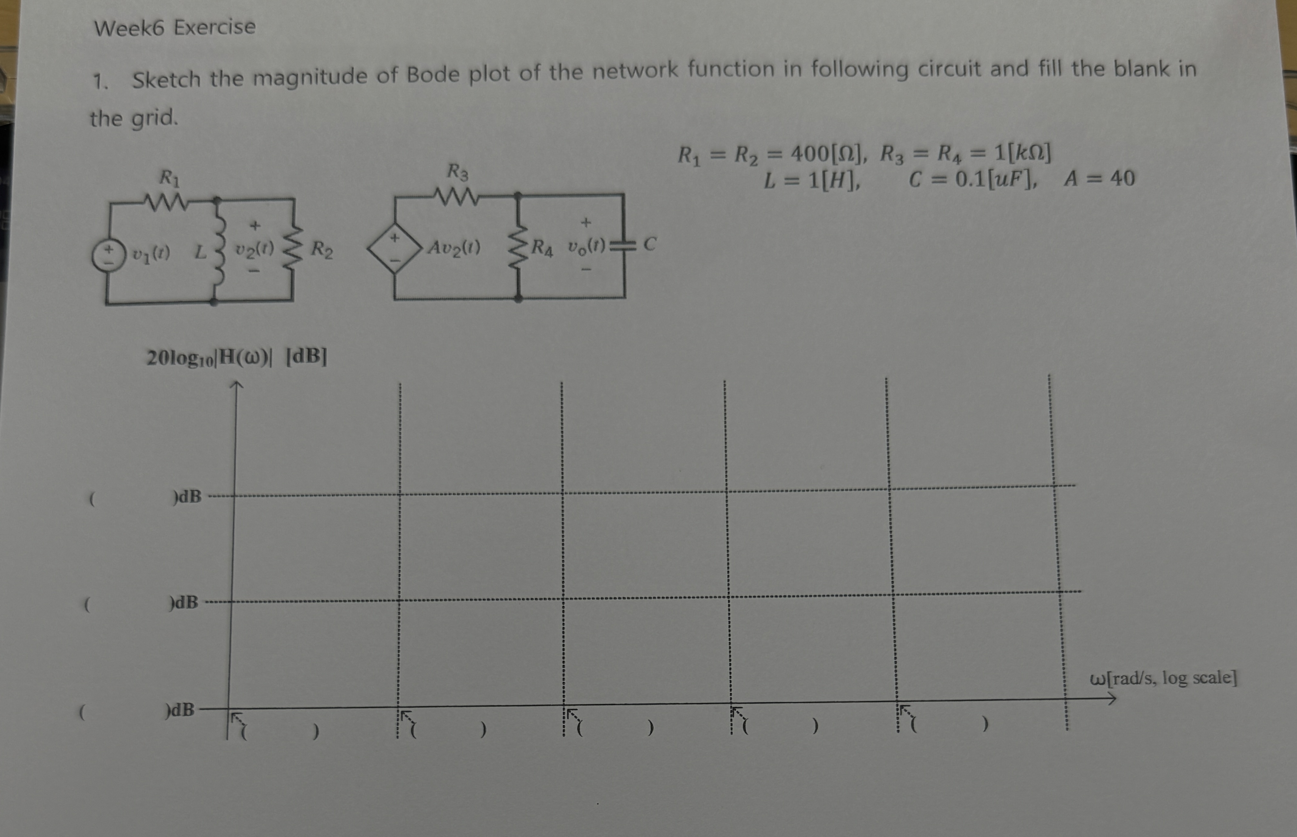 Solved Week6 ﻿ExerciseSketch the magnitude of Bode plot of | Chegg.com