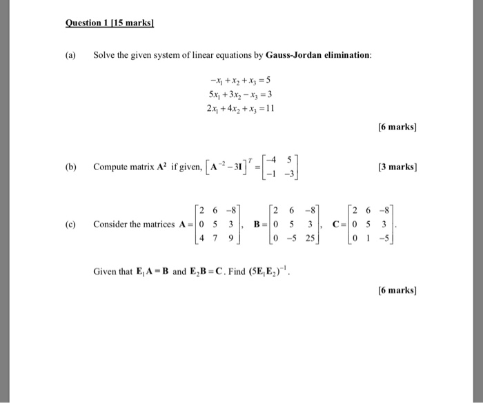 Solved (a) Solve The Following System Of Linear Equations, 41% OFF