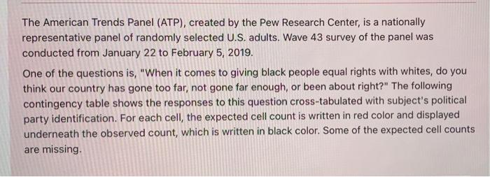 Solved The American Trends Panel (ATP), Created By The Pew | Chegg.com