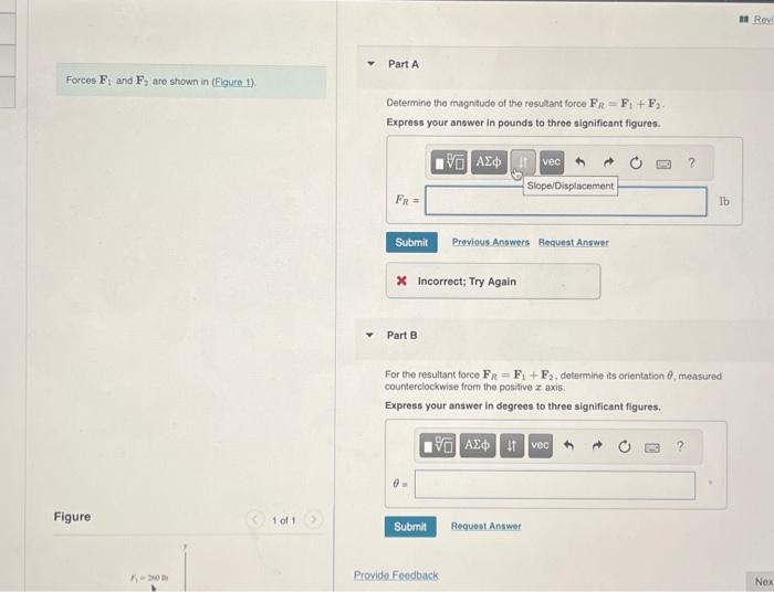 Solved Forces F1 and F2 are shown in (Figure 1 ). Determine | Chegg.com