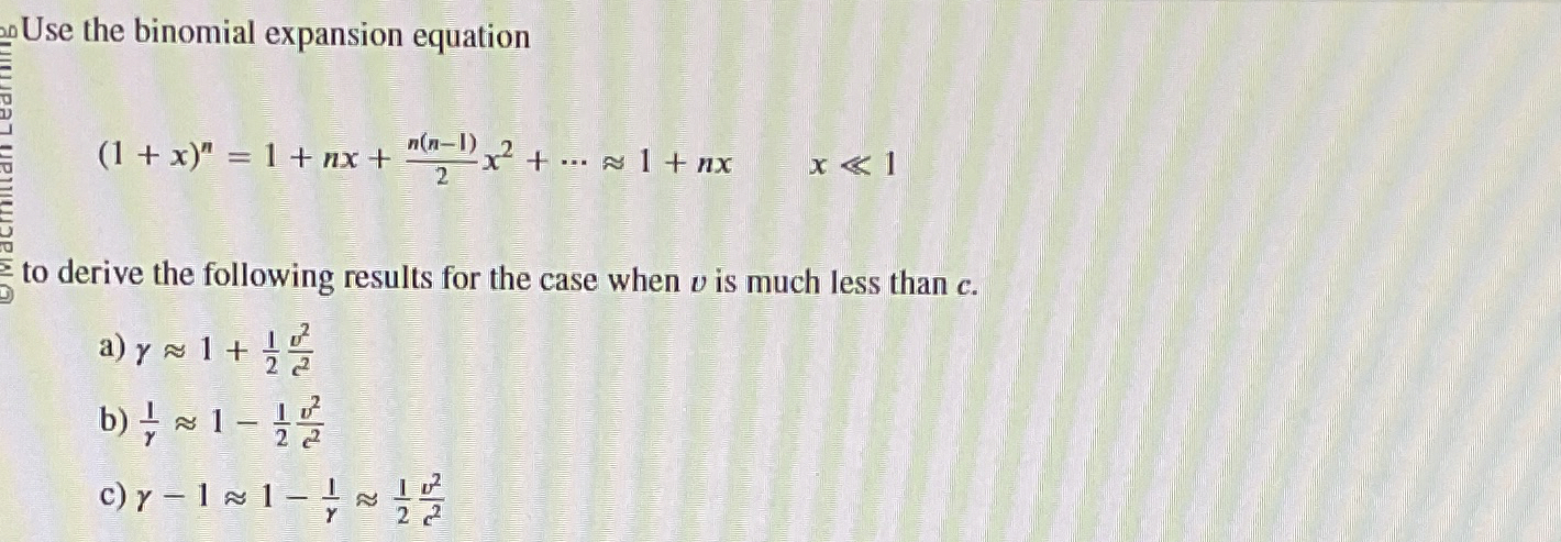 Solved Use the binomial expansion | Chegg.com