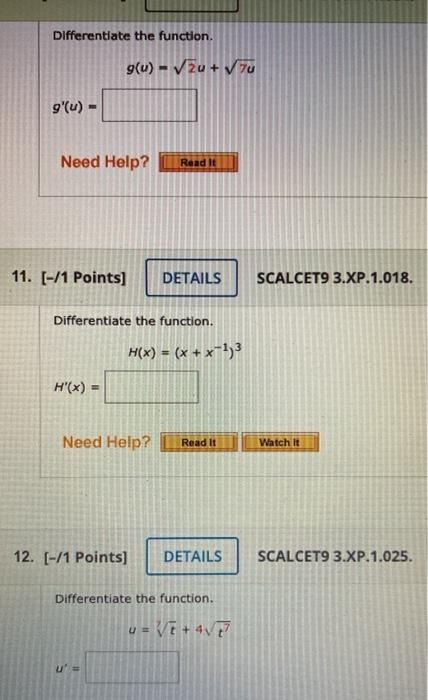 Solved Differentiate The Function G U Viu V70 9 U