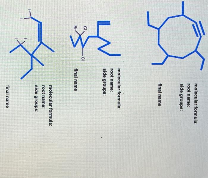 Solved molecular formula: root name: side groups: final name | Chegg.com