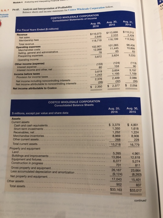 Solved Costo Corp P4 46 Analysis And Interpretation Of