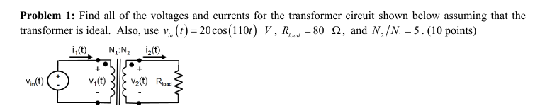Solved Problem 1: Find all of ﻿the voltages and currents for | Chegg.com