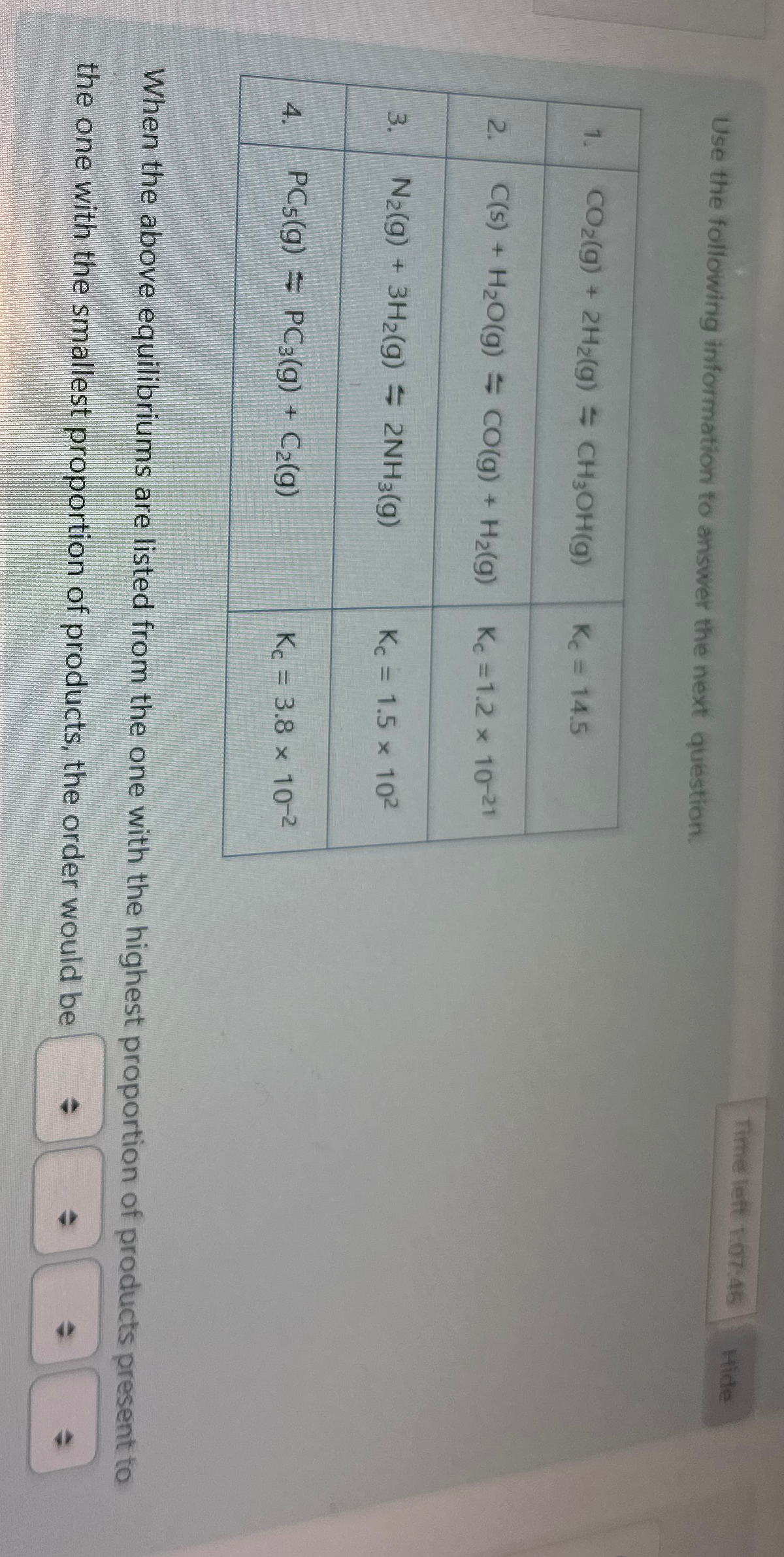 Solved Use the following information to answer the next | Chegg.com