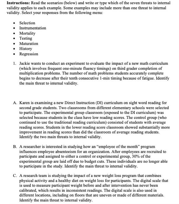 Solved Instructions: Read the scenarios (below) and write or | Chegg.com