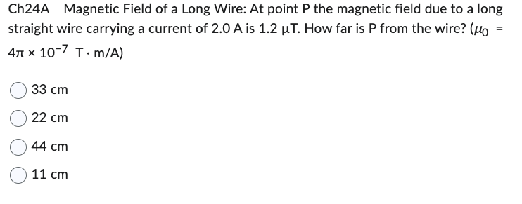 Solved Ch24A Magnetic Field of ﻿a Long Wire: At ﻿point P | Chegg.com