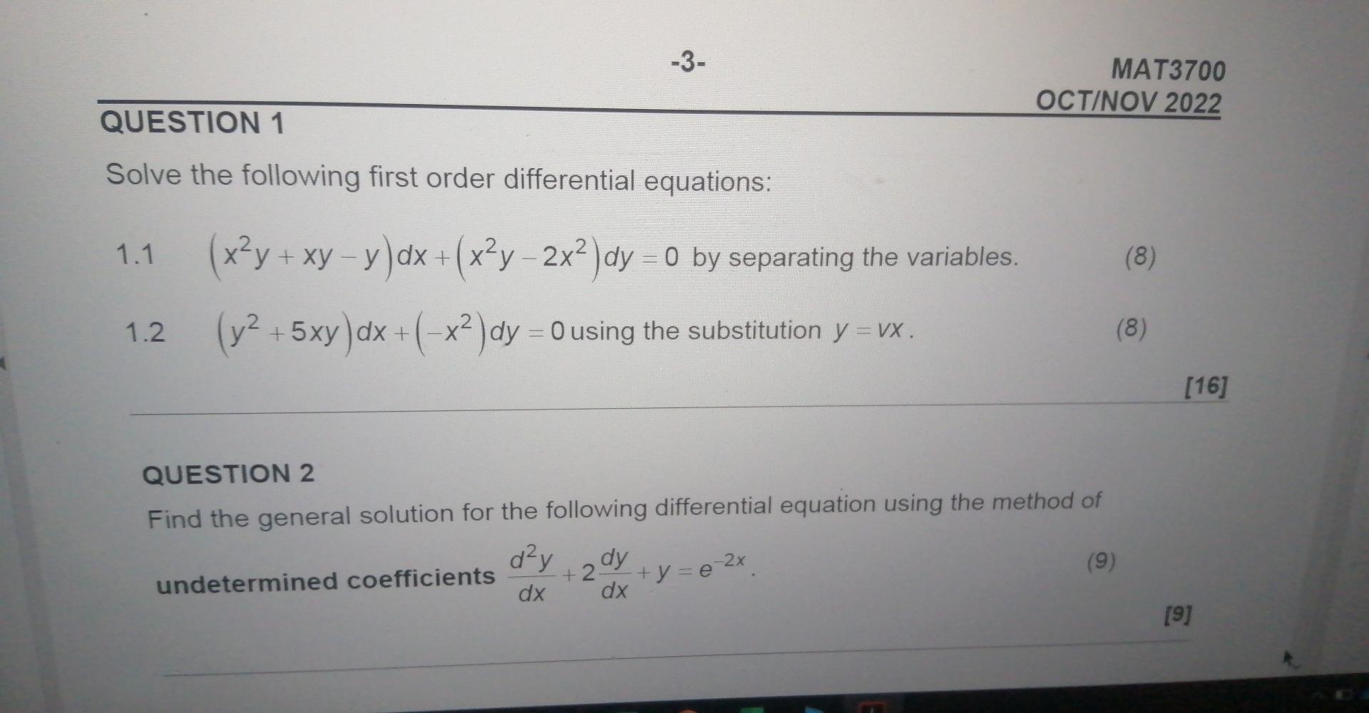 Solved Solve the following first order differential | Chegg.com
