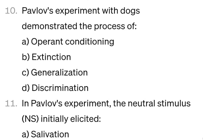 Solved Pavlov's experiment with dogs demonstrated the | Chegg.com