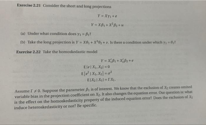 Solved Exercise 2.21 Consider the short and long projections | Chegg.com