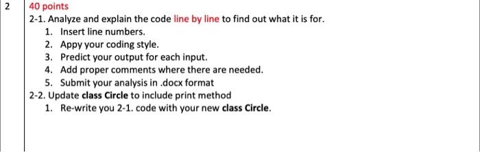 Solved 40 points 2-1. Analyze and explain the code line by | Chegg.com