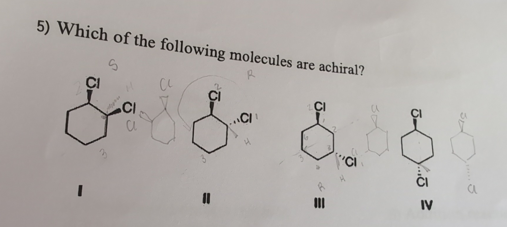 Solved Which of the following molecules are achiral?aIIIIV | Chegg.com