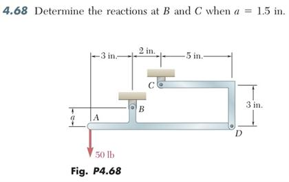 Solved Determine the reactions at B and C when a = 1.5 in | Chegg.com