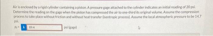 Solved Air is enclosed by a rigid cylinder containing a | Chegg.com