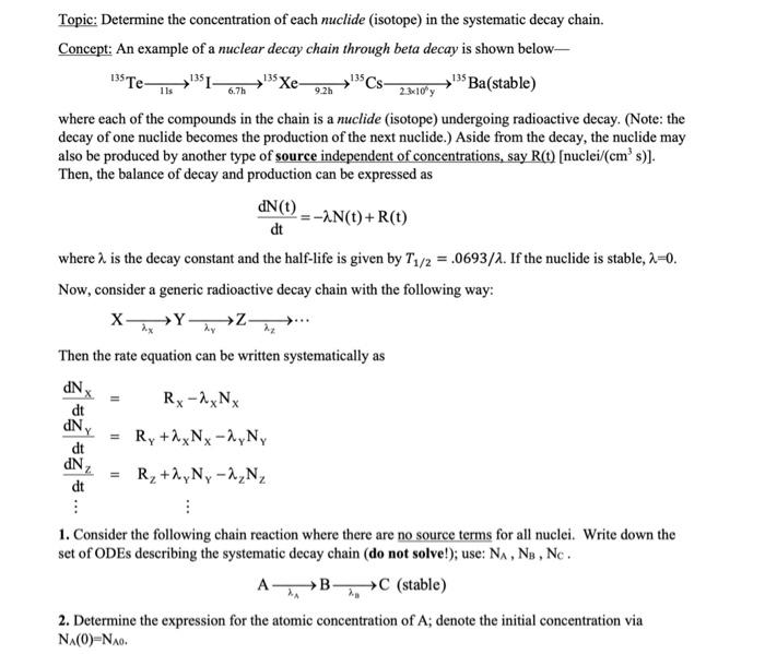 Solved Topic: Determine the concentration of each nuclide | Chegg.com