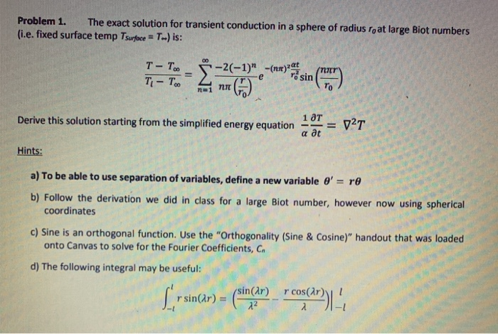 Solved Problem 1. The Exact Solution For Transient | Chegg.com