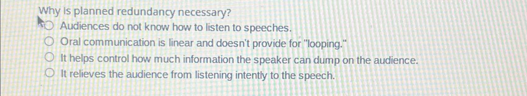 Solved Why is planned redundancy necessary?Audiences do not | Chegg.com