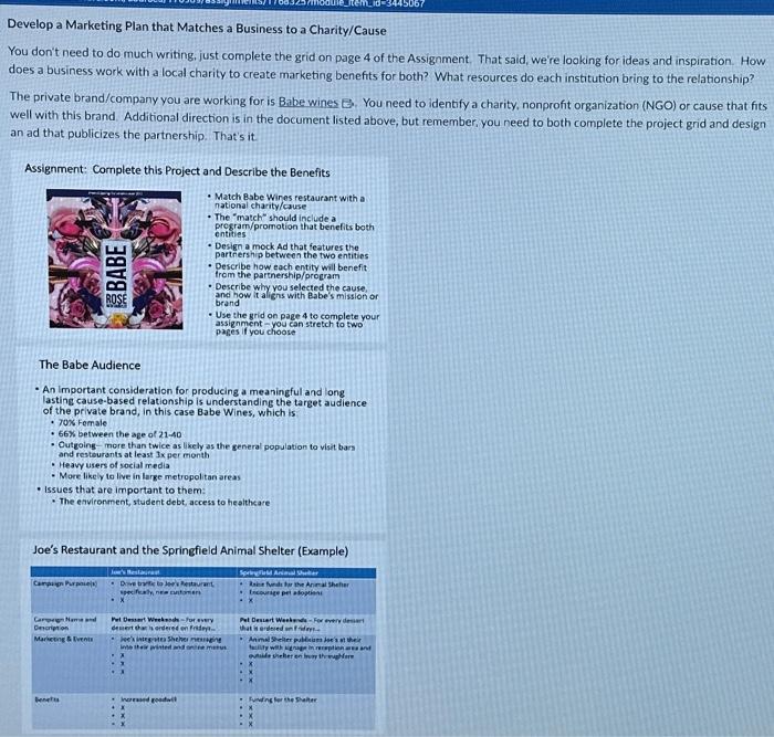 Solved Develop a Marketing Plan that Matches a Business to a | Chegg.com
