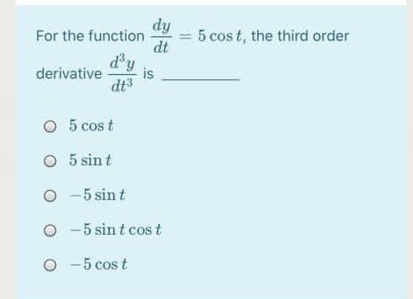 Solved Dy For The Function 5 Cost The Third Order Dt Der Chegg Com