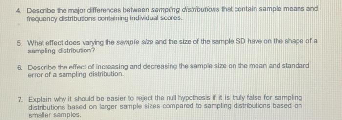 Solved 4. Describe the major differences between sampling | Chegg.com