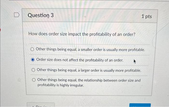 Solved How does order size impact the profitability of an | Chegg.com