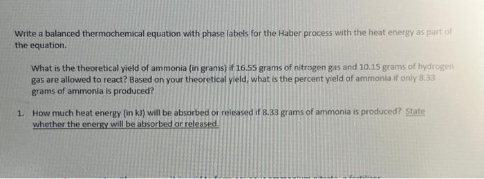 Solved Write a balanced thermochemical equation with phase | Chegg.com