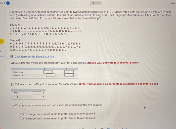 Solved arki Saved Help Noodles and Company tested consumer