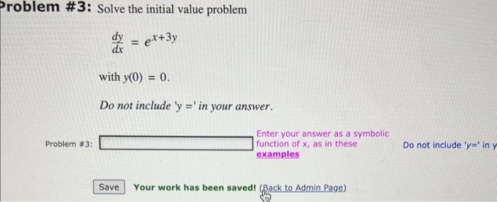 Solved Problem \#3: Solve the initial value problem | Chegg.com